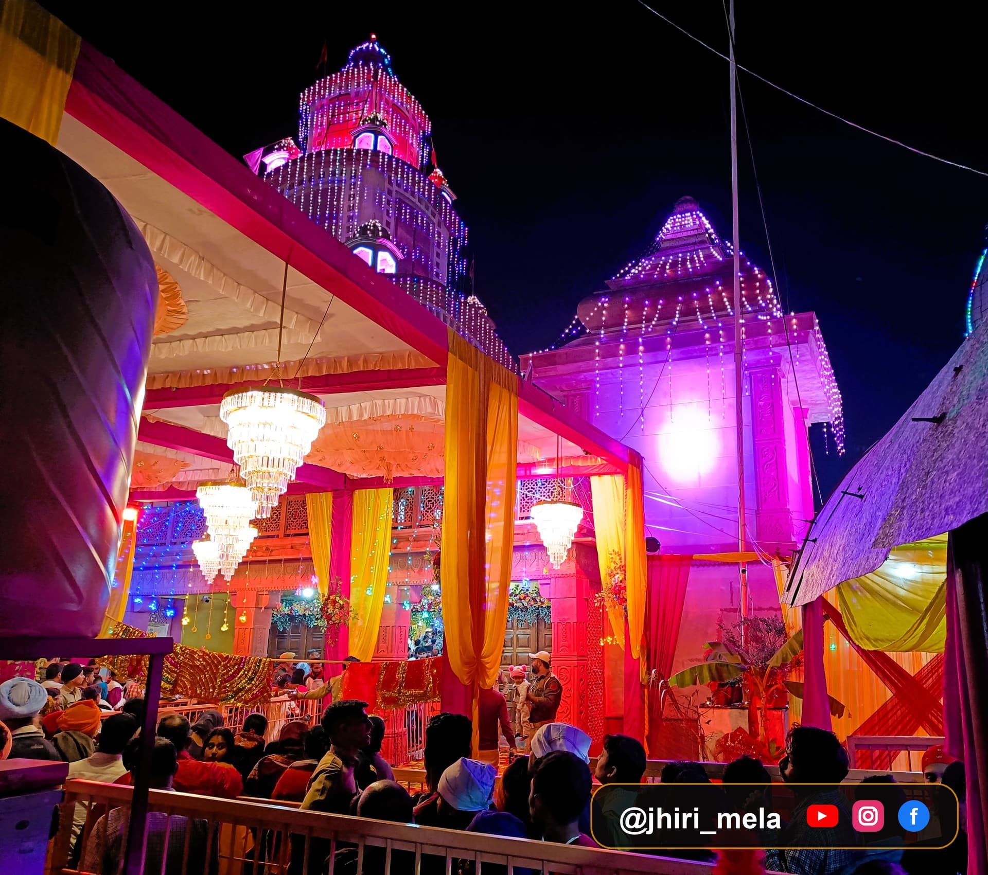 Samadhi Shri Baba Jitto Ji Temple Shikhara at Night Jhiri Temple Shikhara Night Illumination